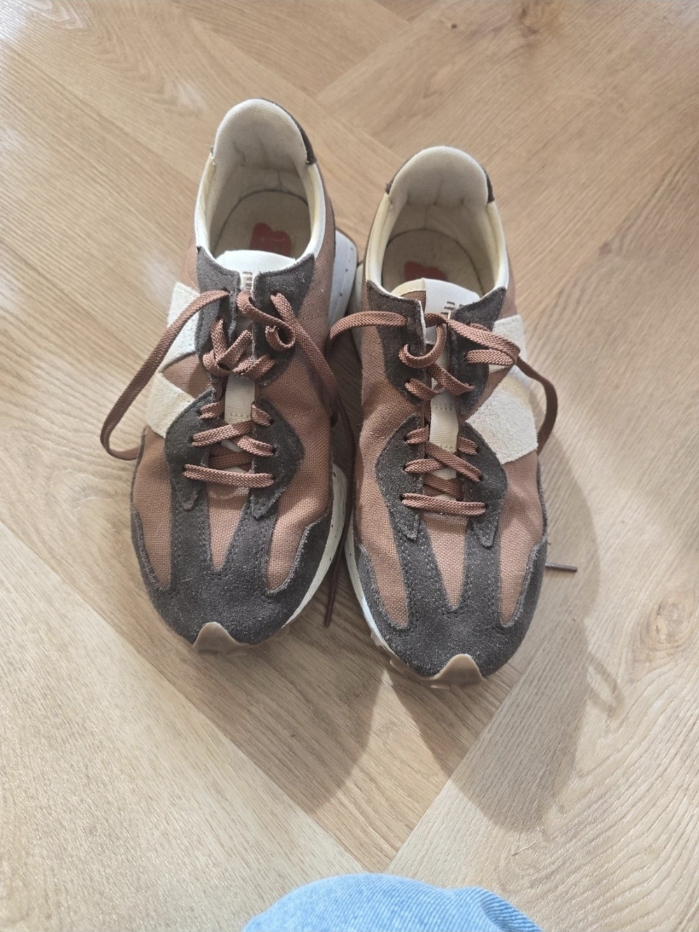 New Balance Brown and Tan Suede-Panel Sneakers
